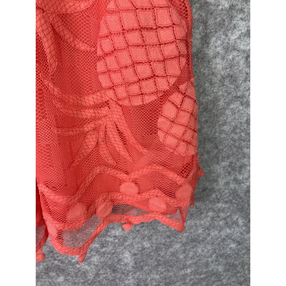 Maeve Anthropologie Blouse Womens 12 Coral Lace Crochet Pineapple Tank Top - Picture 4 of 14